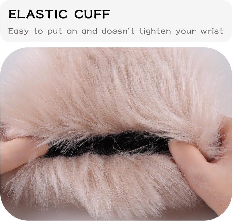 Peecabe Winter Women Fuzzy Arm Warmers Girls Faux Fur Short Wrist Cuffs Fluffy Soft Wrist Cover Ankle Warmer - Image 5